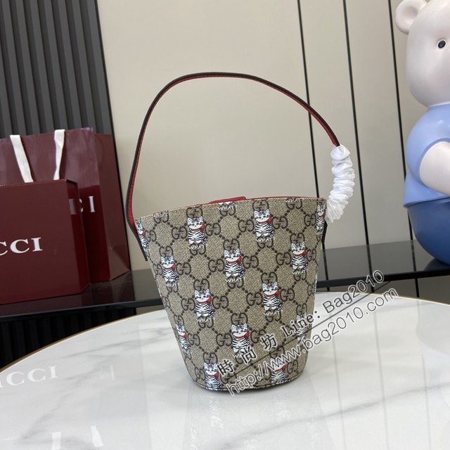 Gucci專櫃古馳2025早春兒童系列最新款動物印花手提托特包 jh2919型號：752356
